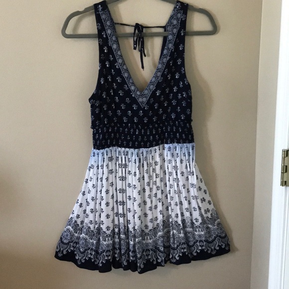 Dresses & Skirts - Navy Blue and White Paisley Dress
